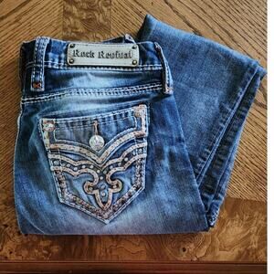 Rock Revival Jeans 27 EU distressed Mid Rise Skinny Embellished Rhinestones